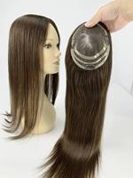 Topper capillaire durable de 14 pouces en cheveux humains de qualité supérieure, expédié directement de l'usine, couleur variée # 2 Toupees en cheveux naturels pour femmes