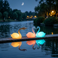 Ornement animal cygne lumineux LED multicolore, sculpture de jardin extérieure, télécommande, indice de protection IP54, Noël, Halloween, aménagement paysager
