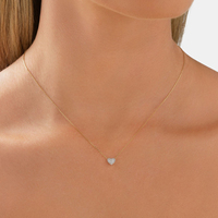 Collier pour femme en argent sterling 925 plaqué or 18 carats avec pendentif cœur pavé de diamants CZ