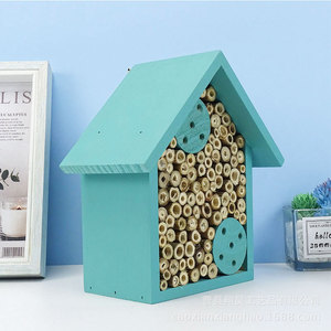 Casa de Madera para Insectos, Color Azul Claro, para Montar en la Pared, Decoración Artesanal para Jardín Exterior, Hotel para Abejas - Product Image 2