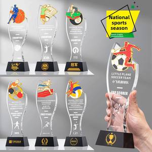 Course sur piste Marathon <span class=keywords><strong>Relay</strong></span> Race Trophée en cristal de verre écologique longue distance Prix sur mesure Cadeaux du salon - Product Image 4