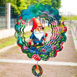 Vente en gros de moulinets à vent 3D pour décorations de jardin, moulinets à vent mandala colorés, carillons éoliens, décoration de jardin, gnome rose - Product Image 6