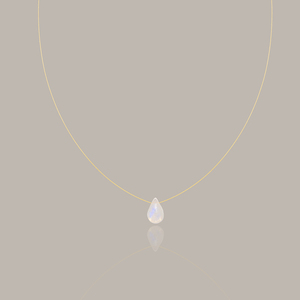 Natural moonstone blue rainbow sheen pietre colorate ciondolo a goccia d'acqua collana fine in acciaio inossidabile con filo d'oro 18 carati per ragazze - Product Image 6