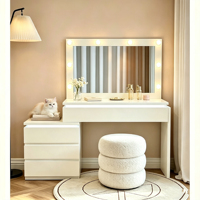 Ensemble de table de maquillage de luxe écologique avec miroir éclairé, 13 tiroirs, bureau de coiffure moderne, meubles de chambre à coucher