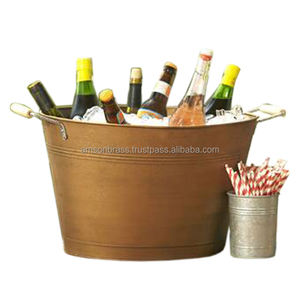 Large Beverage Tub Tabletop Wine <b>Bucket</b> with Wooden Handle Metal Tub Manufacturer Eco-friendly Ice <b>Bucket</b> - Product Image 3