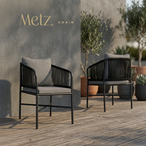 Silla de Jardín de Aluminio para Exteriores, Silla de Comedor de Roble con Cojín de Espuma, Silla Moderna para Patio, Restaurante, Villa, Hotel - Product Image 2