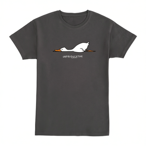 T-shirt Unproducktive con grafica anatra grigio scuro, design non produttivo, abbigliamento promozionale - Product Image 2