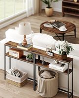 Table console, table de canapé étroite à 2 niveaux avec 2 étagères, 31,5 pouces, pour salon, couloir, entrée, marron rustique