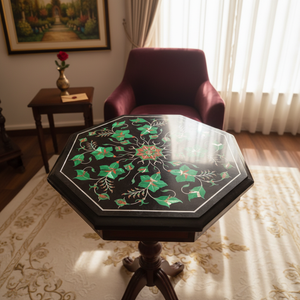 Green Marble Mother Pearl Inlay Handmade Customized Love Model Folk Art <b>Flower</b> Stone Tabletop Luxury Valentine's Day Gift India - Product Image 3
