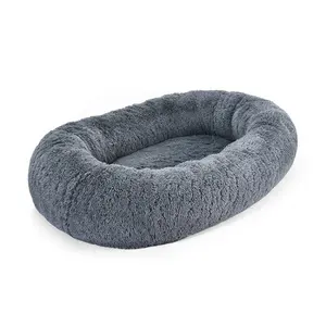 Produit pour animaux de compagnie chaud lit orthopédique en mousse à mémoire de forme pour animaux de compagnie peluche de luxe taille géante lit pour chien de compagnie extra large humain