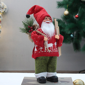 Christmas <b>Santa</b> Claus Figurine 12 Inch Red Knitted Fabric <b>Standing</b> Sitting Ornament Decorative Holiday Display - Product Image 4
