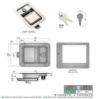 Cylindres de serrure en acier inoxydable 304 pour véhicules industriels SK1-5005, anti-poussière, poignée à palette, verrouillage à loquet avec entraxe de 60 mm