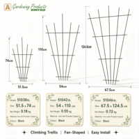 Treillis de jardin en métal minimaliste en forme d'éventail, thermolaqué, anti-rouille, résistant aux intempéries, facile à installer pour patio, balcon, fleuriste, villa