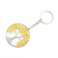 Porte-clés Arbre de Vie en Cristal de Quartz Clair Naturel 7 Chakras, Étanche, Durable, Écologique, Portable, Cristal de Guérison