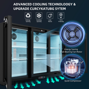 Đen 3 cửa dưới quầy bar Tủ lạnh <span class=keywords><strong>mini</strong></span> hiển thị trở lại thanh mát chai bia tủ lạnh - Product Image 5
