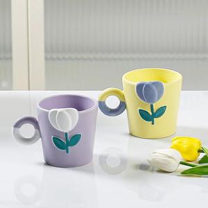 INS Wind Hand-painted Tulip Ceramic Cup Three-dimensional Relief <b>Mug</b> Flower Coffee Cup Activity Accompanied by <b>Gift</b> Water Cup - Product Image 5