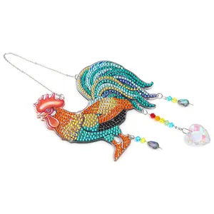 Cock Diamond Painting Crystal Pendant Chicken Window Wind Chime Pendant Decor Wall Ornaments Home Decor