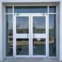 Porte d'entrée de bureau insonorisée en verre, porte néerlandaise en aluminium, portes doubles en verre et métal