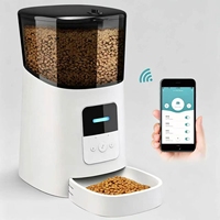 Distributeur automatique de nourriture pour chiens et chats avec contrôle par application mobile WiFi, design portable en acier inoxydable, capacité de 6 L, système d'alimentation automatique