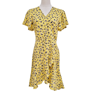 Amzn AE fb eb tiktok oem 2020 <span class=keywords><strong>amazon</strong></span>, souhait nouvelle mode printemps et été chemise col pli robe fleur imprimé robe - Product Image 1
