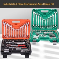 Kit d'outils de réparation automobile 61 pièces avec clé à douille et cliquet en acier au chrome-vanadium pour l'entretien des véhicules, garantie 1 an, boîte en plastique