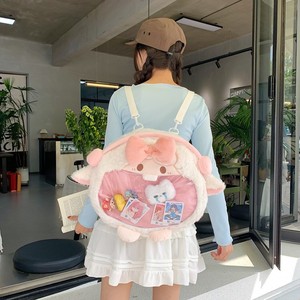 सुंदर फ्लुफ बड़े चेहरे के बैग स्कूल मेमने बड़े भोजन महिलाओं के कार्टून डॉल बैकपैक छात्र पारदर्शी चीन बैग - Product Image 2
