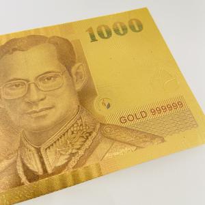 ธนบัตรทองคำไทยใหม่ 1,000 บาท รูปแบบเหรียญเงินไทย ของสะสม ของขวัญ  แผ่นทองคำ 24k - Product Image 6