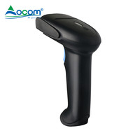 Escáner de código QR inalámbrico 2D portátil y escáner de código de barras de largo alcance 2,4G Interfaz USB negra Función de luz Gestión de inventario de Android