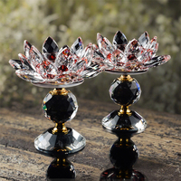 Bougeoirs en cristal avec écritures bouddhistes, 1 pièce, fleur, Lotus, plante de thé, cadeau de décoration, vente en gros