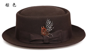 A111804 Chapeau Fedora en feutre 100% laine de haute qualité avec ruban et corde décoratifs, élégant chapeau de soirée formel - Product Image 5