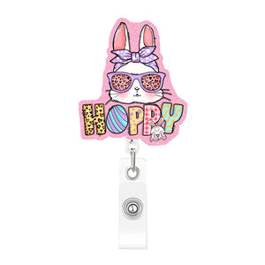 Portacredenciales Retráctil de Plástico ABS de Lujo con Diseño de Conejo Giratorio para Pascua, Ideal para Regalos de Oficina, Escuela y Festividades - Product Image 2