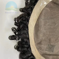 Perruque en cheveux humains pour hommes, postiche indien remy, 15mm, afro, crépus, bouclés, permanents, mono hair, toupet #1, poly revêtement durable