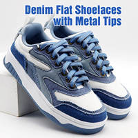 Lacets plats en denim WEGOODZF de haute qualité, emballés par paires, pour chaussures décontractées, baskets de sport et bottes, avec embouts métalliques
