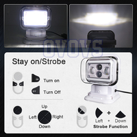 OVOVS Lampe de recherche LED sans fil télécommandée Rotation à 360 degrés Feux de recherche marine pour SUV ATV 4wd Camion Bateau Éclairage
