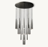 Lustre LED suspendu moderne de luxe en cristal pour grand escalier, décoration de hall d'hôtel, installation en acier, luminaires suspendus dorés pour projets