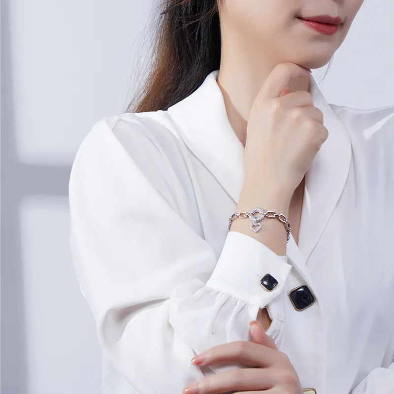 2022 New Love Heart 925 Silver Chain Bracelet Full CZ 18K Gold Bracelet For Women Fashion Jewelry Gift Girls