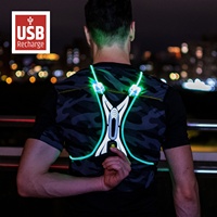 Stock prêt Vêtements de sécurité réfléchissants USB rechargeables Gilet de course à LED