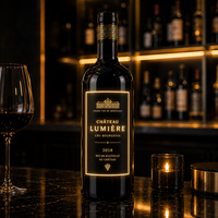 Autocollant LED personnalisé pour bouteille de vin en PET, de luxe, pour marketing de vin, par Longstargift