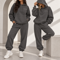 Ensemble de survêtement pour femme de haute qualité, personnalisé, décontracté, coupe longue et régulière, en molleton, 2 pièces, sweat-shirt et pantalon, écologique, 100% coton, hiver