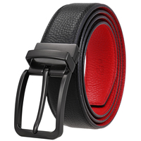 Ceinture en cuir pour homme avec boucle rotative personnalisée, ceinture en cuir véritable à texture litchi, utilisable des deux côtés, pour le travail et la vie quotidienne