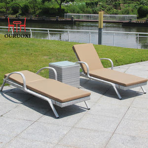 Chaise <span class=keywords><strong>de</strong></span> piscine imperméable en rotin chaise longue meubles plage transat - Product Image 4