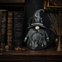 Statue de gnome sorcière mystique moderne avec pentagramme et lune, figurine en résine pour Halloween et décoration intérieure