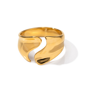 Stylish Stainless Steel 18k Gold Plated Jewelry <strong>Split</strong> Curved Accessory <strong>Ring</strong> - Product Image 6