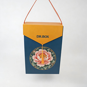 Boîte personnalisée faite à la main avec poignée, emballage cadeau, contenants alimentaires, boîte en papier pour gâteaux de lune, pâtisserie avec logo de marque - Product Image 1