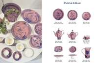 Ensemble de décoration ronde pour la maison moderne Bol et assiette en porcelaine motif de fruits en céramique peints à la main Style durable pour le service des aliments