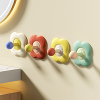 Porte-clés mural adhésif sans perçage en forme de fleur, support de serviettes sans trace, crochet à vêtements robuste en plastique ABS, simple