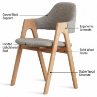 Chaise de bibliothèque ergonomique moderne en bois avec accoudoir pour tablette pour salle d'étude universitaire