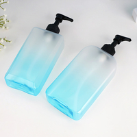Bouteilles à pompe en plastique PET bleu dégradé personnalisées de 400 ml, flacons vides pour soins de la peau, lavage des mains et du visage, lotion, shampoing, matériau PE