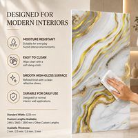 Panneau mural UV MORLENX gris ivoire or Strata en PVC, feuille de marbre pour projet d'aménagement de salle d'exposition de luxe