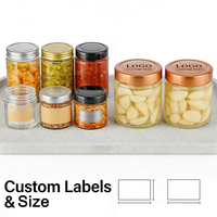 Bocaux en verre transparent à large ouverture de 2oz, 4oz, 8oz, 16oz, 50ml, 100ml avec couvercle en aluminium pour le stockage de conserves, miel, épices et aliments
